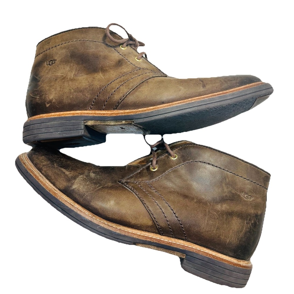 UGG Dagmann‎ Grizzly Brown Leather Chukka Boots Shoes Men's Size 9 New Insoles
